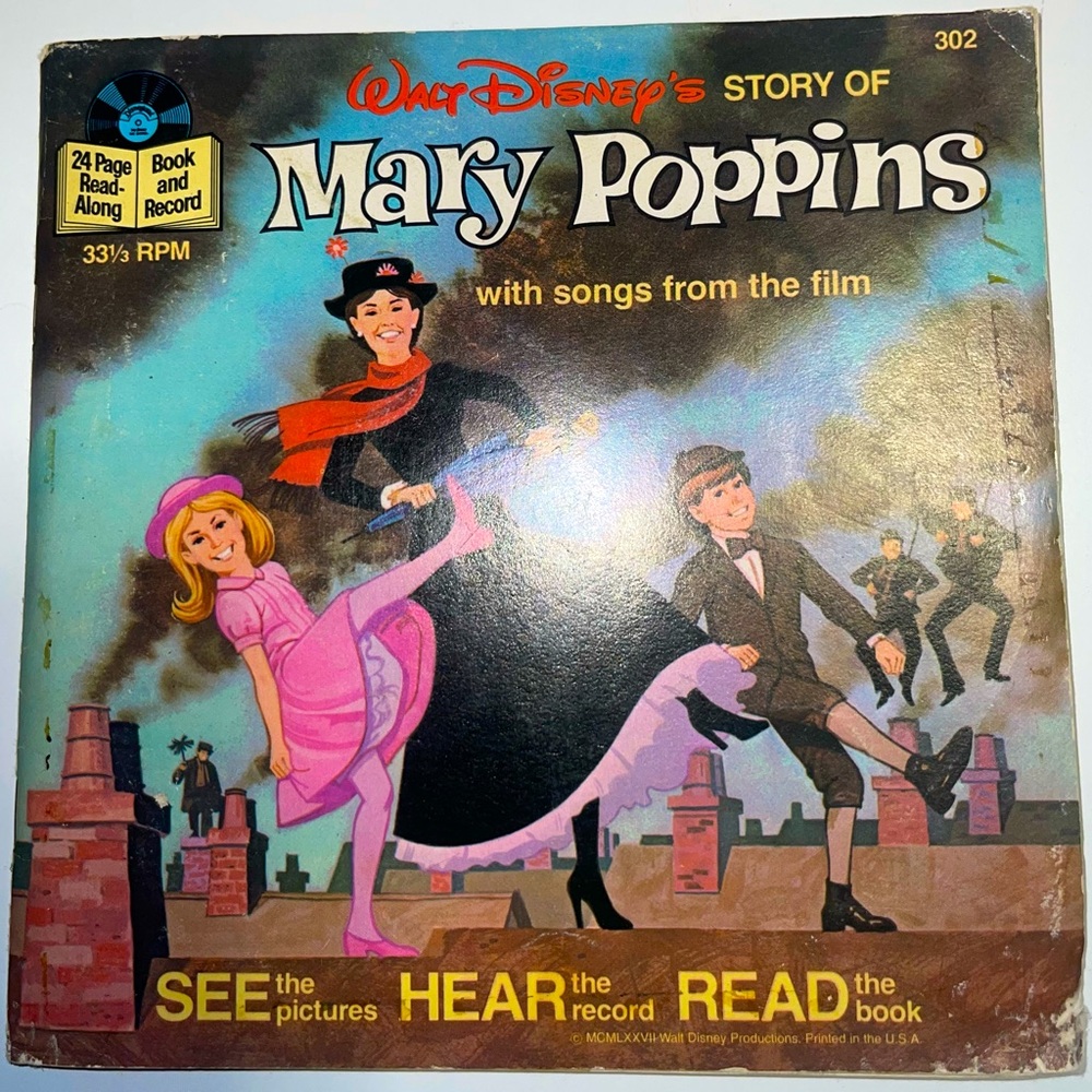 Mary Poppins read along book and vinyl record for kids